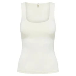 Tops Col en U Sans manches blanc