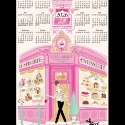 Torchon Façade pâtisserie Calendrier 2026 Ecru 48 x 72