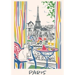 Torchon Fenêtre sur Paris Ecru 48 x 72