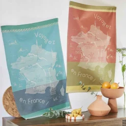 Torchon imprimé en jacquard de coton LES MONUMENTS-Marron