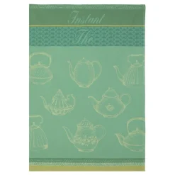 Torchon imprimé en jacquard de coton, INSTANT THÉ Vert