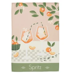 Torchon imprimé en métis Spritz-Rose