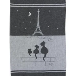 Torchon jacquard Chats Tour Eiffel Ombre 50 x 70