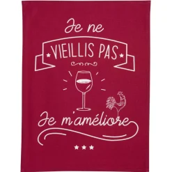 Torchon Je m'améliore Rouge 70 x 50