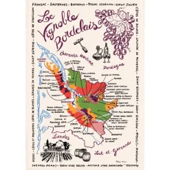 Torchon La Carte Des Bordeaux Ecru 48 X 72