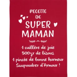Torchon Message Super Maman Rouge 50 x 70