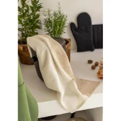 Torchon nid d'abeilles Finn recyclé Sable 50 x 70