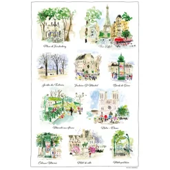 Torchon Paris scénettes Blanc 48 x 72