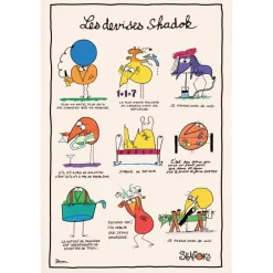 Torchon Shadoks Les devises Ecru 48 x 72