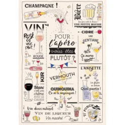 Torchon Verres et apéros Ecru 48 x 72