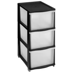 Tour plastique 3 tiroirs noir