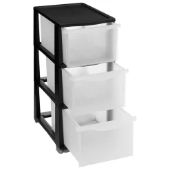 Tour plastique 3 tiroirs noir