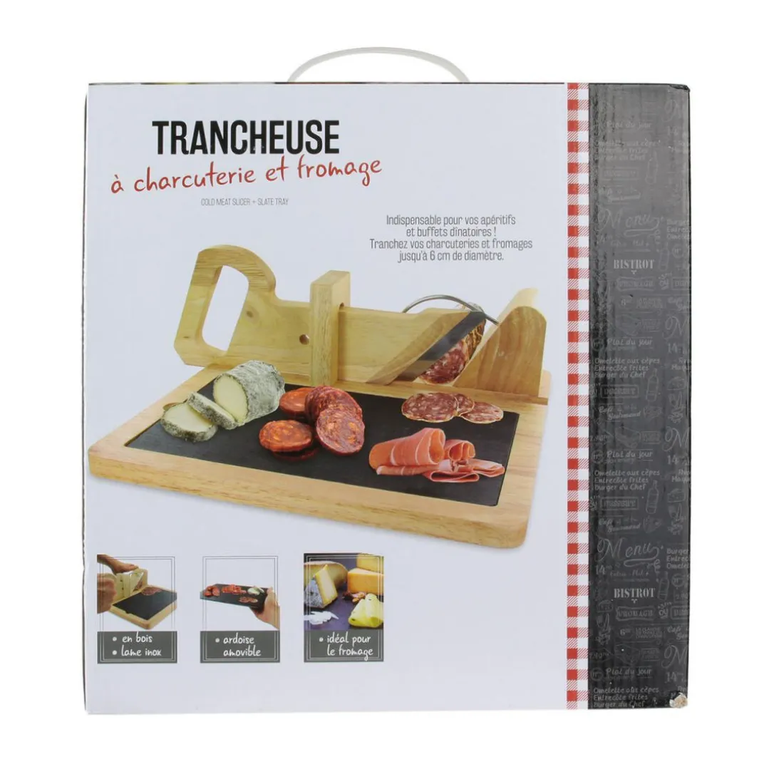 Trancheuse a charcuterie avec plateau ardoise GEORGE