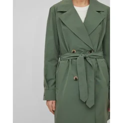 Trench coat ceinture à la taille col italien vert foncé