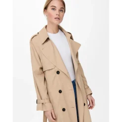 Trench coat Col à revers Ceinture à la taille beige