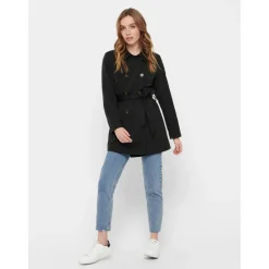 Trench coat Col à revers Manches longues Ceinture à la taille noir Willa