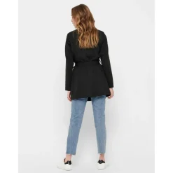 Trench coat Col à revers Manches longues Ceinture à la taille noir Willa