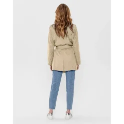 Trench coat Col à revers Manches longues Ceinture à la taille beige