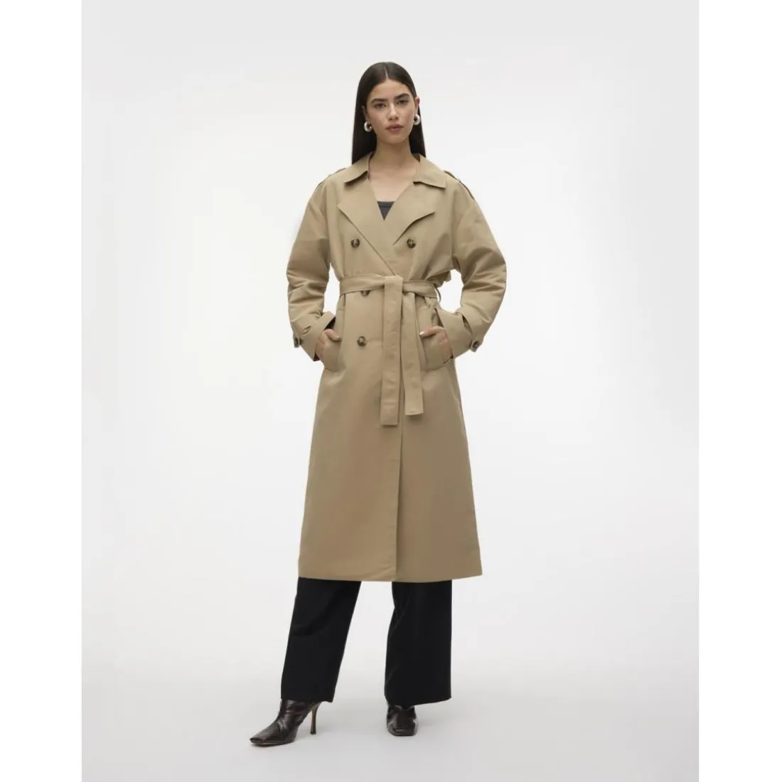 Trench coat fermeture à double boutonnage. fermeture par ceinture col à revers marron Pey