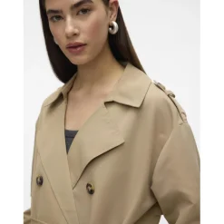 Trench coat fermeture à double boutonnage. fermeture par ceinture col à revers marron Pey