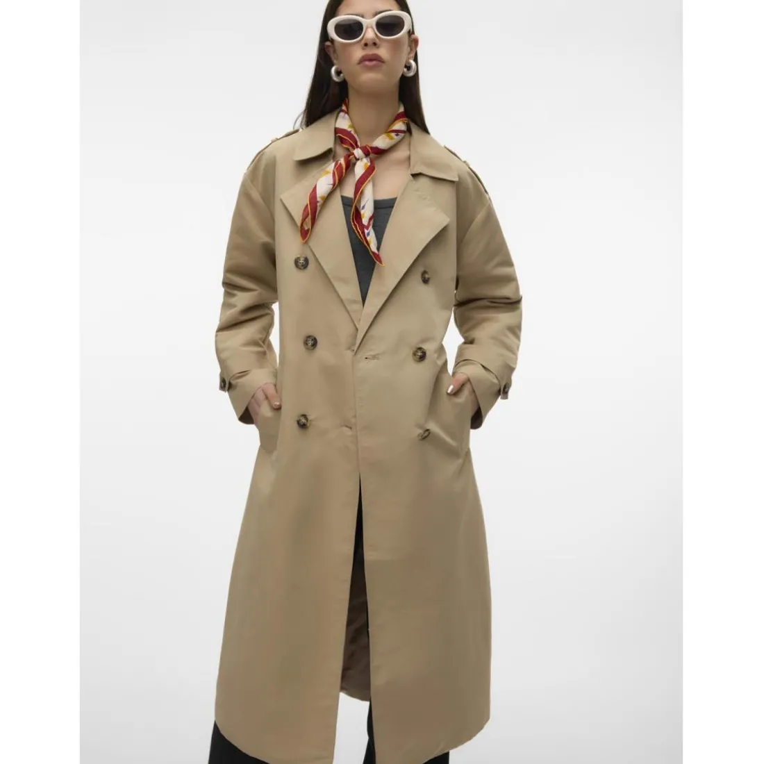 Trench coat fermeture à double boutonnage. fermeture par ceinture col à revers marron Pey