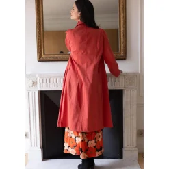 Trench long en coton Farah Réédition terracotta