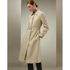 Trench-coat classique hydrofuge kaki en soie
