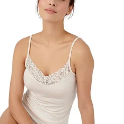 T-shirt caraco dentelle - Sable