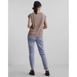 T-shirt comfort fit manches courtes marron en viscose