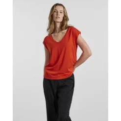 T-shirt comfort fit manches courtes orange en viscose