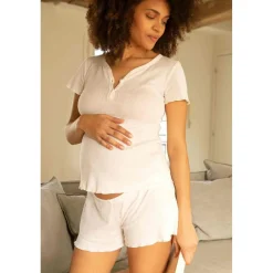 T-shirt de grossesse et d'allaitement - Blanc - Cache Cœur Lingerie en coton bio