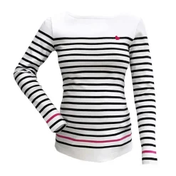 T-shirt de grossesse marinière manches longues blanc Cache Coeur Lingerie en coton bio