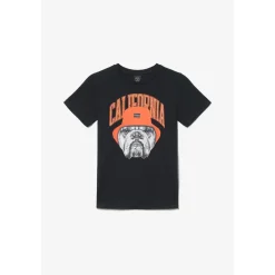 T-shirt garçon Kabibo noir imprimé en coton