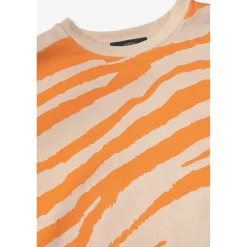 T-shirt garçon Zabrabo zébré beige et orange imprimé noir en coton