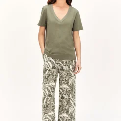 T-shirt kaki en coton