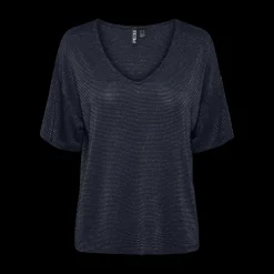 T-shirt loose fit manches courtes bleu en viscose Emma