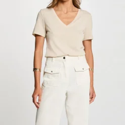 T-shirt manche courte Morgan blanc cassé