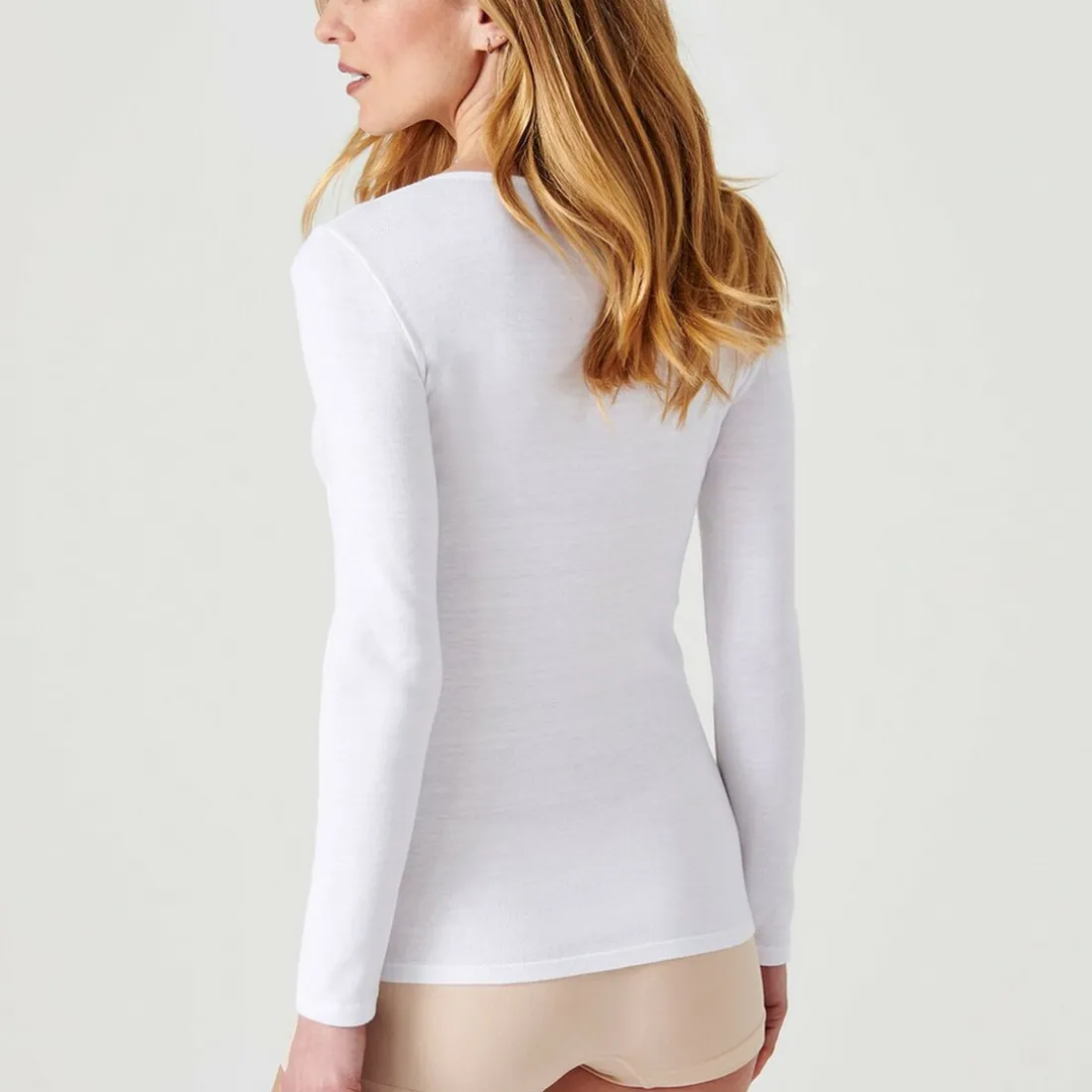 T-shirt manches longues blanc en coton pour femme