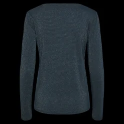 T-shirt regular fit manches longues bleu en viscose