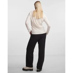 T-shirt regular fit manches longues blanc en viscose