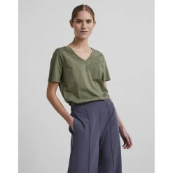 T-shirt regular fit manches courtes vert en coton