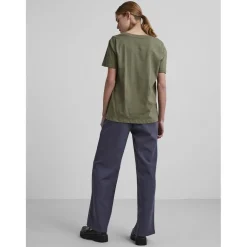 T-shirt regular fit manches courtes vert en coton