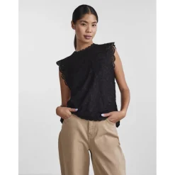 T-shirt regular fit sans manches noir en nylon
