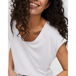 T-shirt Relaxed Fit Col en V Manches courtes Longueur regular blanc