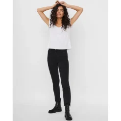 T-shirt Relaxed Fit Col en V Manches courtes Longueur regular blanc
