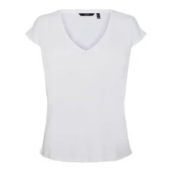 T-shirt Relaxed Fit Col en V Manches courtes Longueur regular blanc