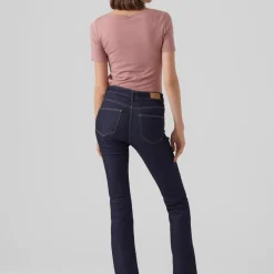 T-shirt Slim Fit Col bateau Manches courtes Longueur regular rose en coton modal