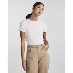 T-shirt slim fit manches courtes blanc en viscose