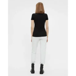 T-shirt slim fit manches courtes noir en coton Pey