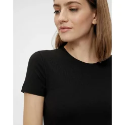 T-shirt slim fit manches courtes noir en coton Pey
